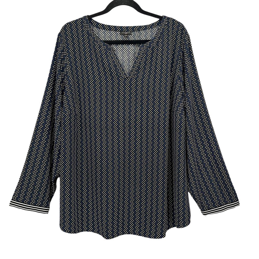 Talbots Women's PolkaDot Long Sleeve Split Neck Popover Chiffon Blouse Size 2X